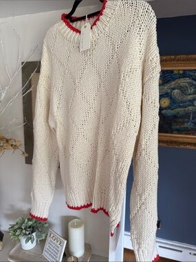 By Together cream and red sweater cotton and so cozy!! New with tags!!